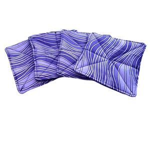 Set of 4 Quilted Coasters Reversible Purple Patterns on Both Sides Handmade